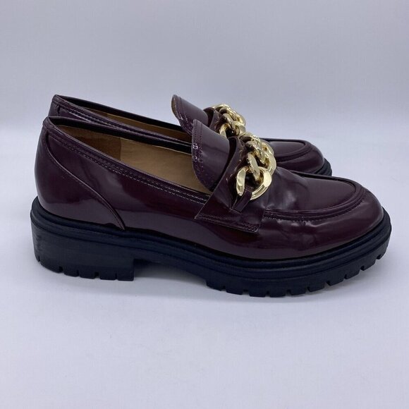 INC Brea Penny Loafers Patent Leather Gold Chain Chunky Lug Sole Y2K 90s Style - Picture 3 of 13